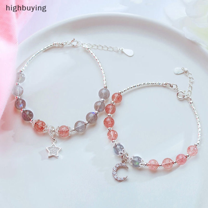 [highbuying] สวยหรู สีชมพู สร้อยข้อมือ สําหรับผู้หญิง น่ารัก ดาว ดวงจันทร์ สร้อยข้อมือ โซ่โลหะ ลูกปัด สร้อยข้อมือ น้องสาว แฟนสาว ของขวัญ ใหม่ พร้อมส่ง