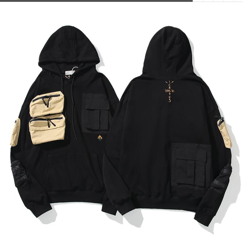 Travis Scott Ts Co-branded Cactus Jack ปักเสื้อกันหนาวหลายกระเป๋าผู้ชายเครื่องมือเสื้อกันหนาวมีฮู้ด