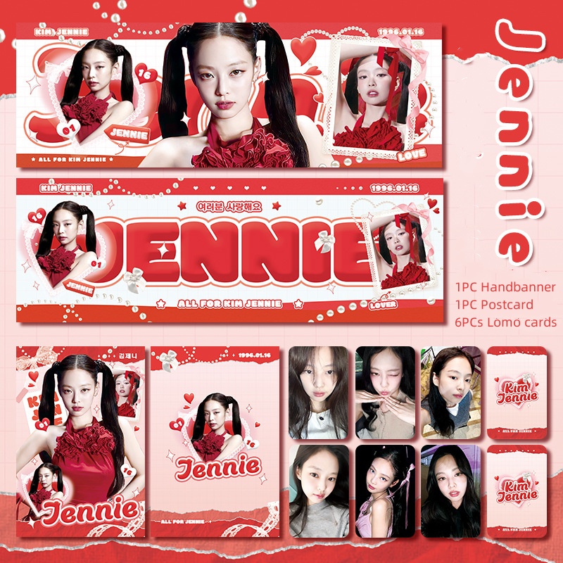 BP JENNIE JISOO ROSE พัดลมคอนเสิร์ตสนับสนุนแบนเนอร์มือ 6 ชิ้นโปสการ์ดภาพ Lomo การ์ดโปสเตอร์ KPOP ราย