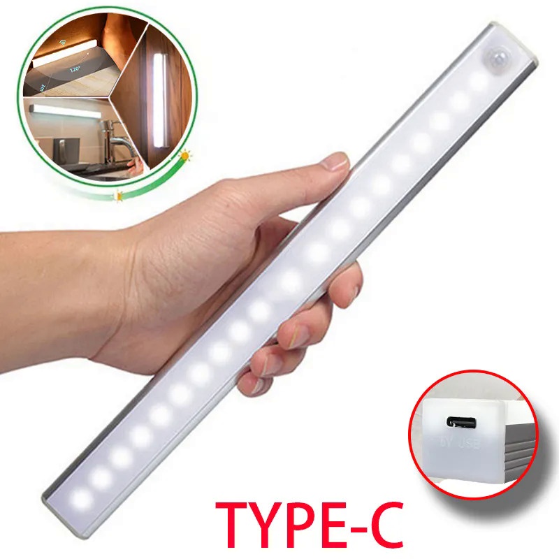 Motion Sensor Light Wireless LED Night Light Type C Rechargeable Lamp Cabinet Wardrobe Lamp Staircase Backlight For Kitc