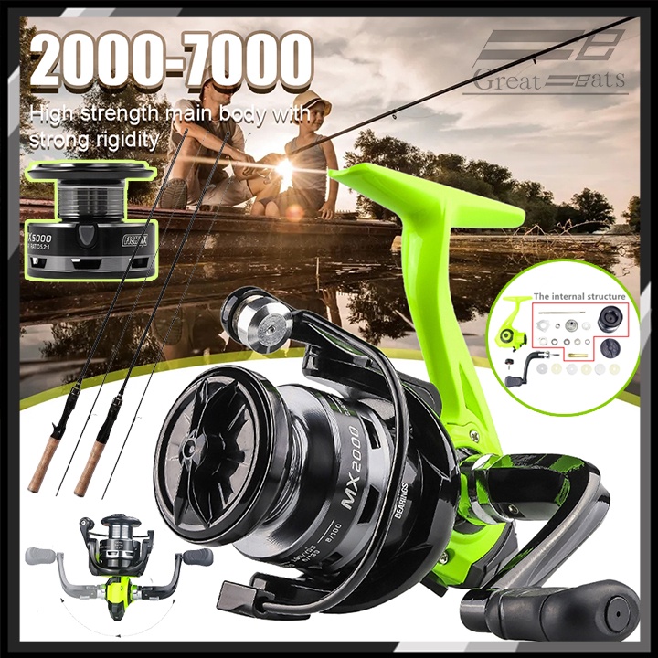 รอกตกปลาน้ําหนักเบา MX2000-7000 Series Spinning Reel 6KG Max Drag 5.2: 1 อัตราส่วนเบสอุปกรณ์ตกปลาน้ํ