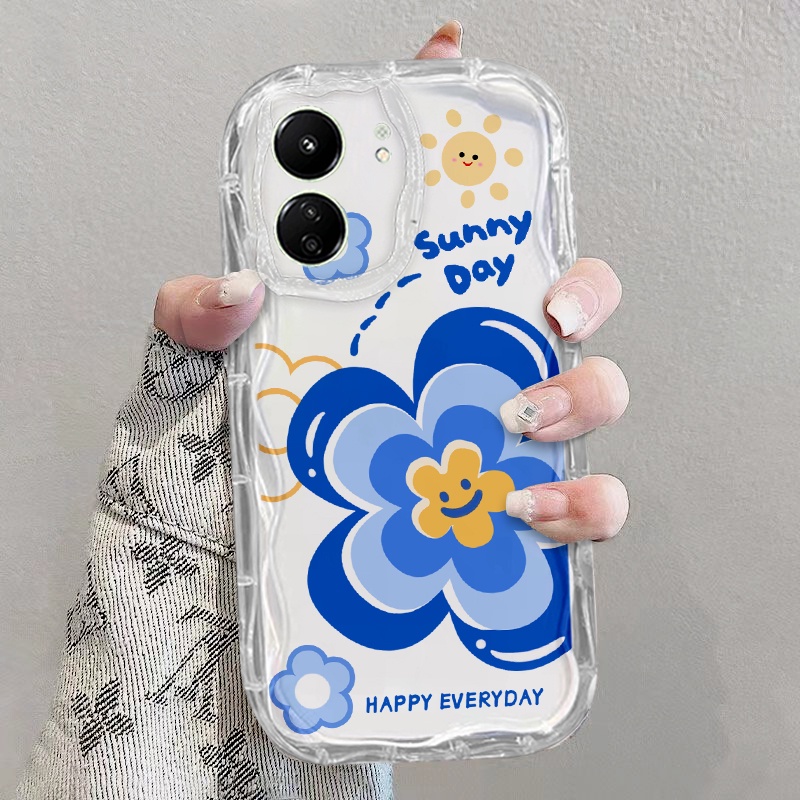 เคส Redmi 13C POCO C65 12 12C 11A 9C 10A 10 9 เคสโทรศัพท์มือถือใส แบบนิ่ม ลายหยัก สําหรับ สายรุ้ง ดอกไม้