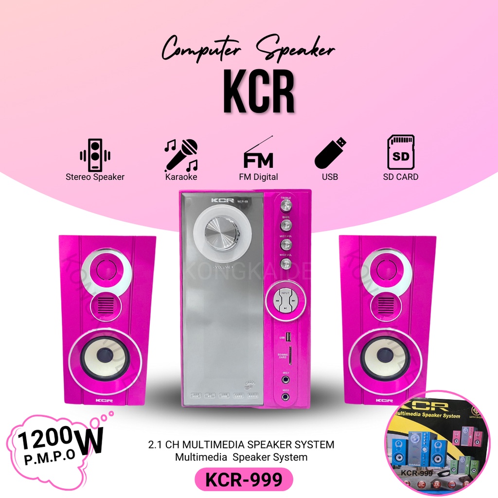 Computer Speaker ลำโพงสเตอริโอ ลำโพงคอมพิวเตอร์ KCR รุ่น KCR-999 (สินค้าใหม่ ลดล้างสต็อค) คละสี