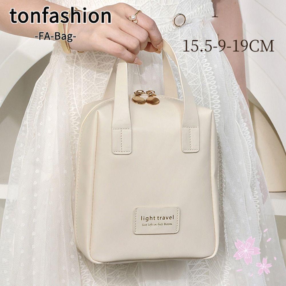 Tonfashion กระเป๋าเครื่องสําอาง หนัง PU กันน้ํา ความจุขนาดใหญ่ อเนกประสงค์