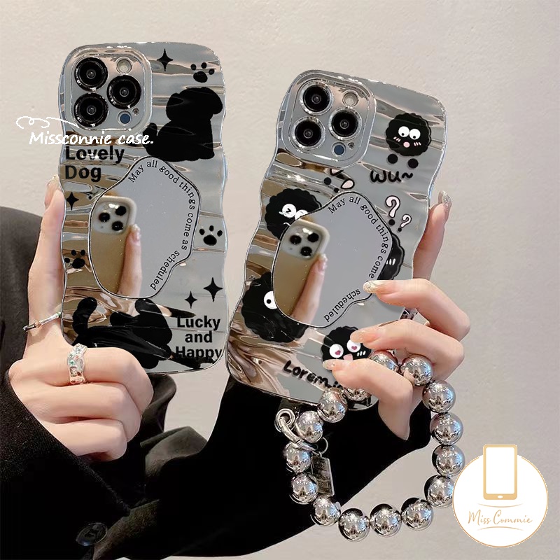 เคสโทรศัพท์มือถือ ลายการ์ตูนสุนัขน่ารัก ขอบหยัก สําหรับ Realme C53 C25 C25Y C35 C11 C51 C15 C55 5 8i 5s 6i 5i 7i 8 10 7Z 9 Pro C33 C20A C17 C30 C21Y C20 Narzo 20 C12 50 เคสกระจกแต่งหน้า