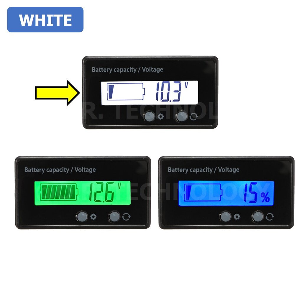 IB046 หน้าจอวัดแบตเตอรี่ สีขาว WHITE 12V-84V Lead-Acid รูปที่ 5