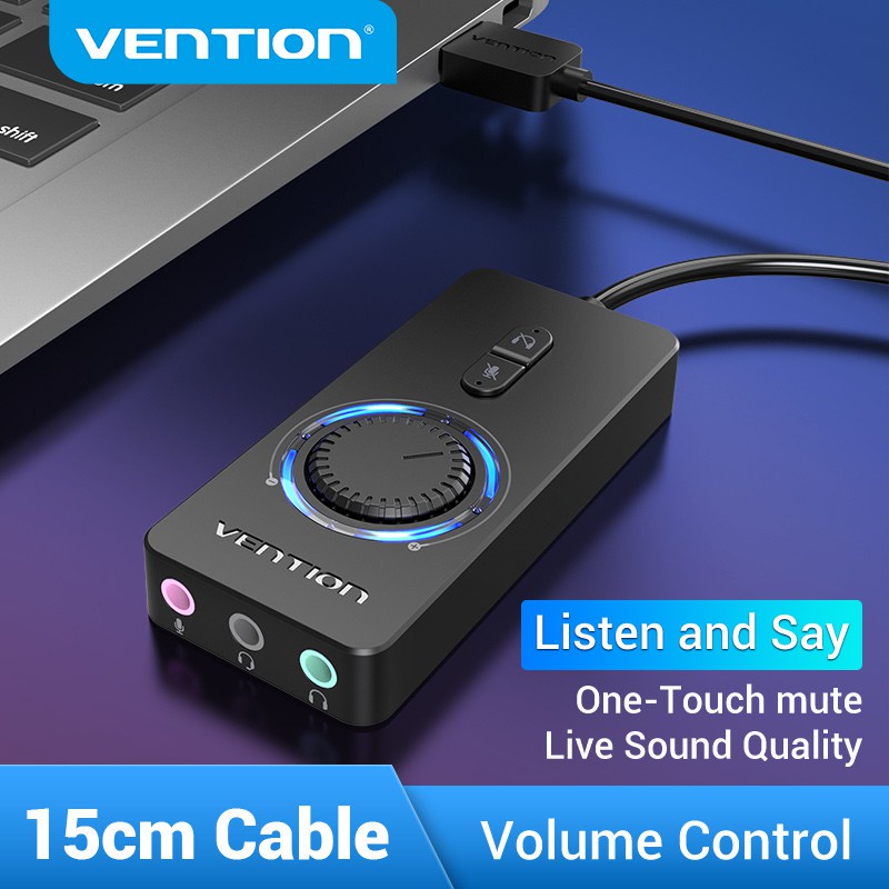 Vention อะแดปเตอร์การ์ดเสียงสเตอริโอภายนอก USB สําหรับลําโพงแล็ปท็อป