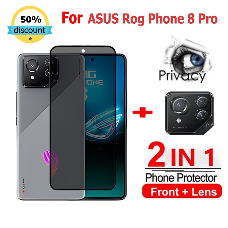 2 in 1 ฟิล์ม ASUS Rog Phone 8 Pro ฟิล์มกระจกนิรภัยกันรอยหน้าจอ กันแอบมอง เพื่อความเป็นส่วนตัว สําหรับ Asus ROG Phone 7 5 6 5s Pro Ultimate Asus Zenfone 9 10 5G