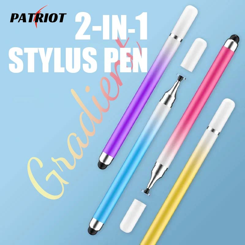 [PATRIO] 2 In 1 ปากกาสไตลัส ไล่โทนสี ไม่เป็นอันตรายต่อหน้าจอ ปลายแบน สไตลัส วาดภาพ สัมผัสหน้าจอ ดินสอ เข้ากันได้กับ iPad สากล สําหรับ Android