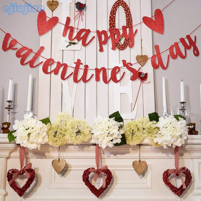 Cc Happy Valentine s Day ผงธง ลายดอกไม้ สําหรับตกแต่งลูกโป่ง