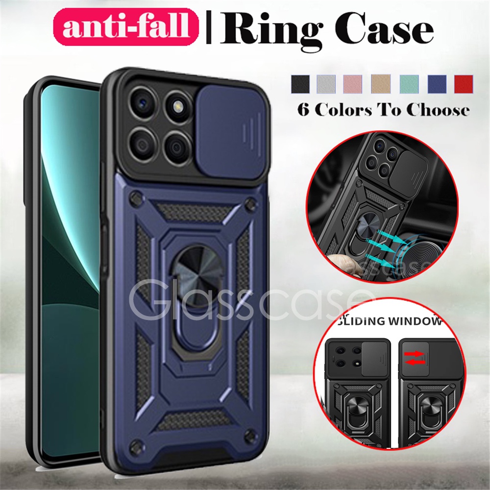 ปลอกสําหรับ Honor X8 X8A X8B X6 X6A X6B X8 B X6 B X 8B X 6B HonorX8B HonorX6B เคสโทรศัพท์เกราะโลหะแหวนวงเล็บ Stent Push กล้องกันกระแทก Hard ฝาหลัง