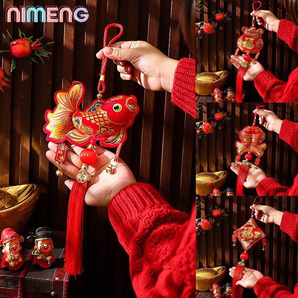 Nimeng จี้พู่ ลายปีมังกร สไตล์จีนดั้งเดิม สําหรับแขวนตกแต่งประตูบ้าน เทศกาลฤดูใบไม้ผลิ 2024