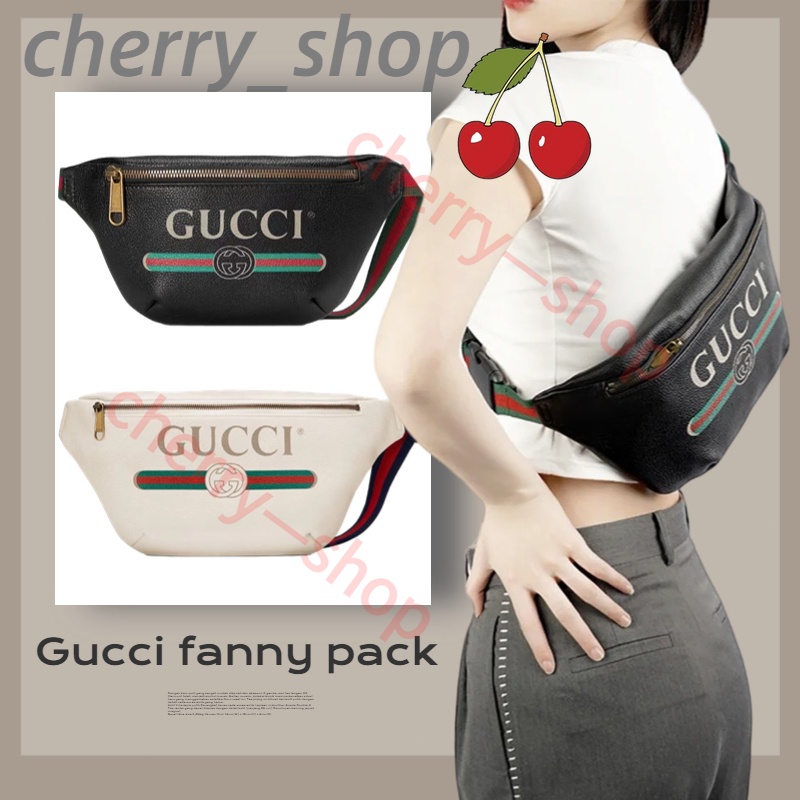 กุชชี่ Gucci print leather belt bag กระเป๋าคาดเอว กระเป๋าคาดหน้าอก