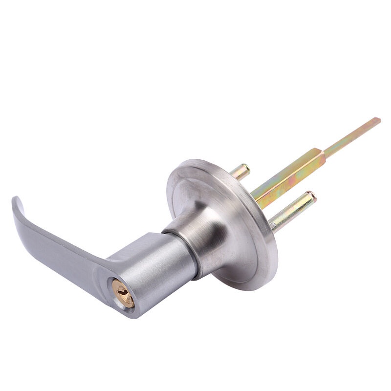 ลูกบิดก้านโยก ก้านโยกเปิด-ปิดประตู พร้อมล็อคในตัว กุญแจ2ชุด ครบชุด ก้านโยกสแตนเลส สีเงิน ความหนาของประตู 45-65 มม - รูปที่ 3