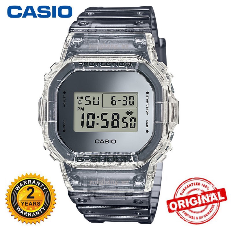 ใหม่ ของแท้ นาฬิกาข้อมือ Casio G-Shock DW-5600 DW-5600SK-1DR สีดําใส สําหรับผู้ชาย ผู้หญิง เหมาะกับการเล่นกีฬา