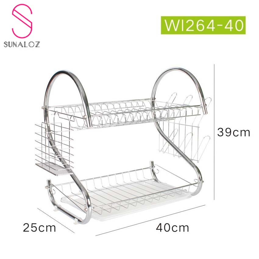 SUNALOZ-ชั้นวางจาน 2ชั้น  40x25x39 ซม ซม.วางช้อนส้อม ที่คว่ำจาน  ตะแกรงระบายน้ำ ชั้นวางของในครัว  ME