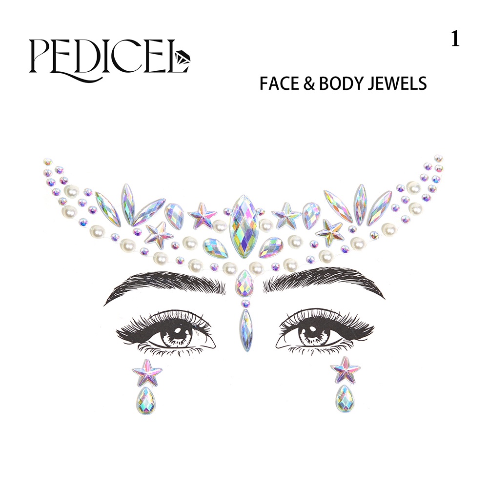 สติกเกอร์เพชร พลอยเทียม รูปใบหน้า 3D มีกาวในตัว สําหรับตกแต่งร่างกาย คิ้ว DIY - รูปที่ 6