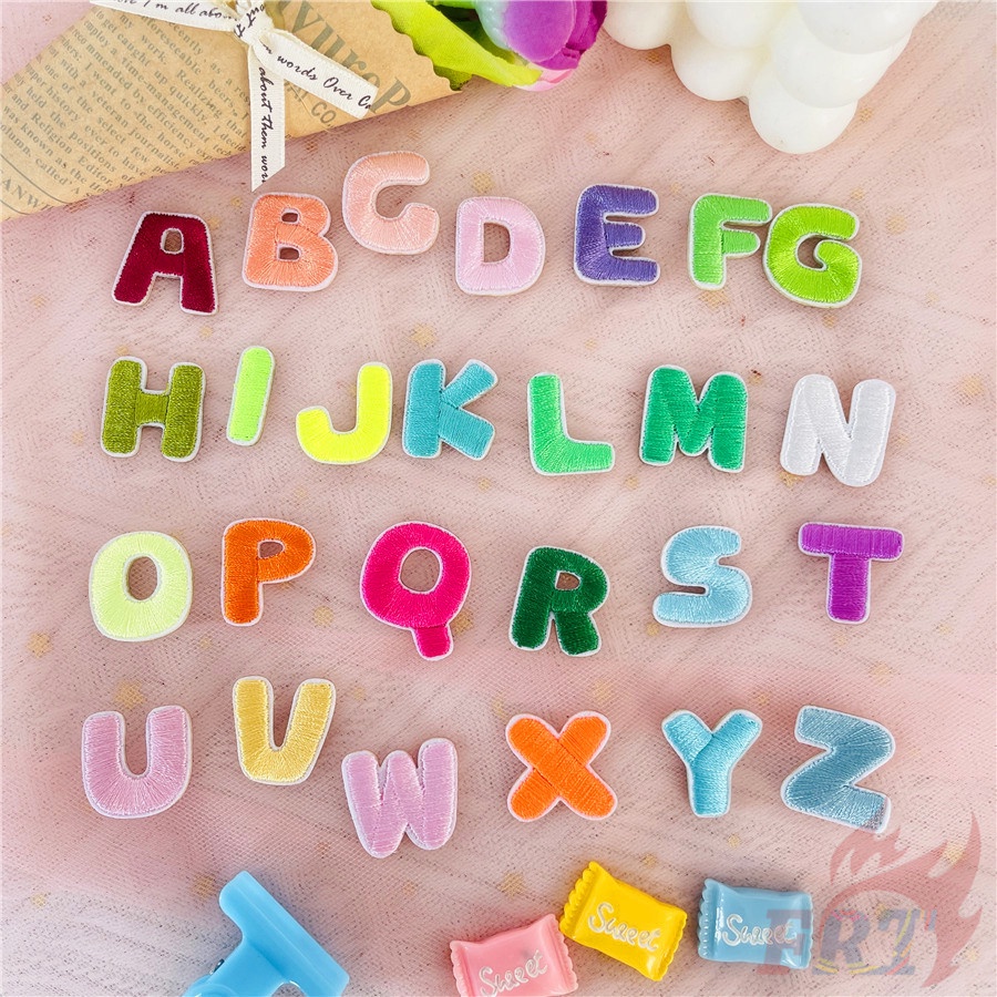 1Pc Q Colorful Mini English Letters Self-adhesive Sticker Patches DIY Iron on Sew on Badges Patches