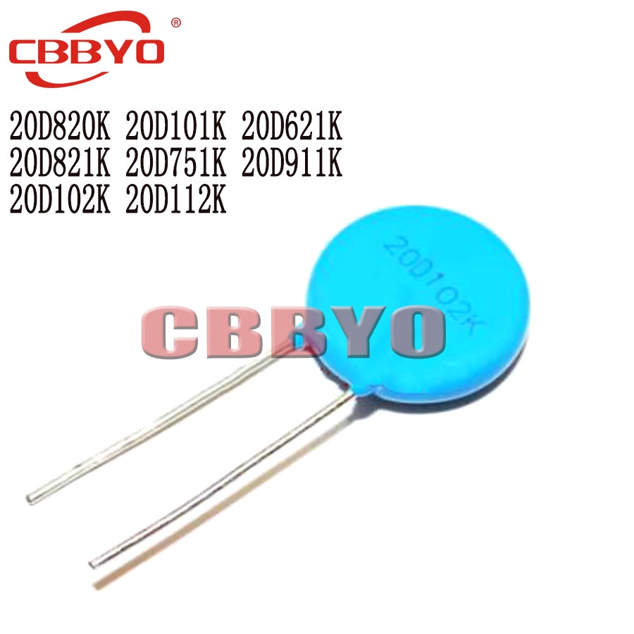 10pcs 20D820K 20D101K 20D621K 20D821K 20D751K 20D911K 20D102K 20D112K แรงดันไฟฟ้าภูมิแพ้ Resistor