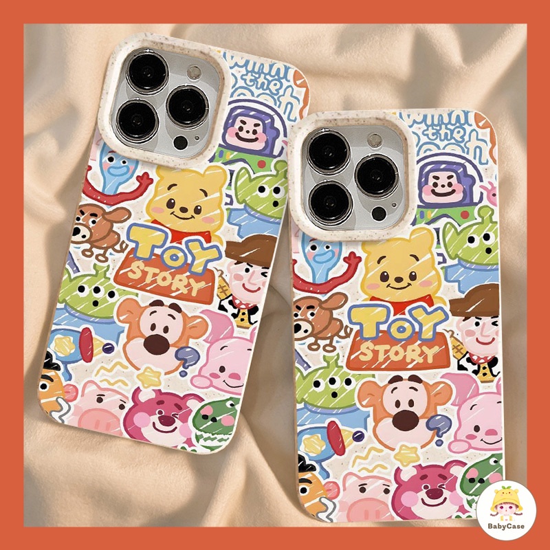 Toy Story น่ารักหมีพูห์สตรอเบอร์รี่หมีครอบคลุมเข้ากันได้ iPhone 11 13 12 14 15 Pro MAX 7Plus 7 8 6 15 Plus XR X XS MAX