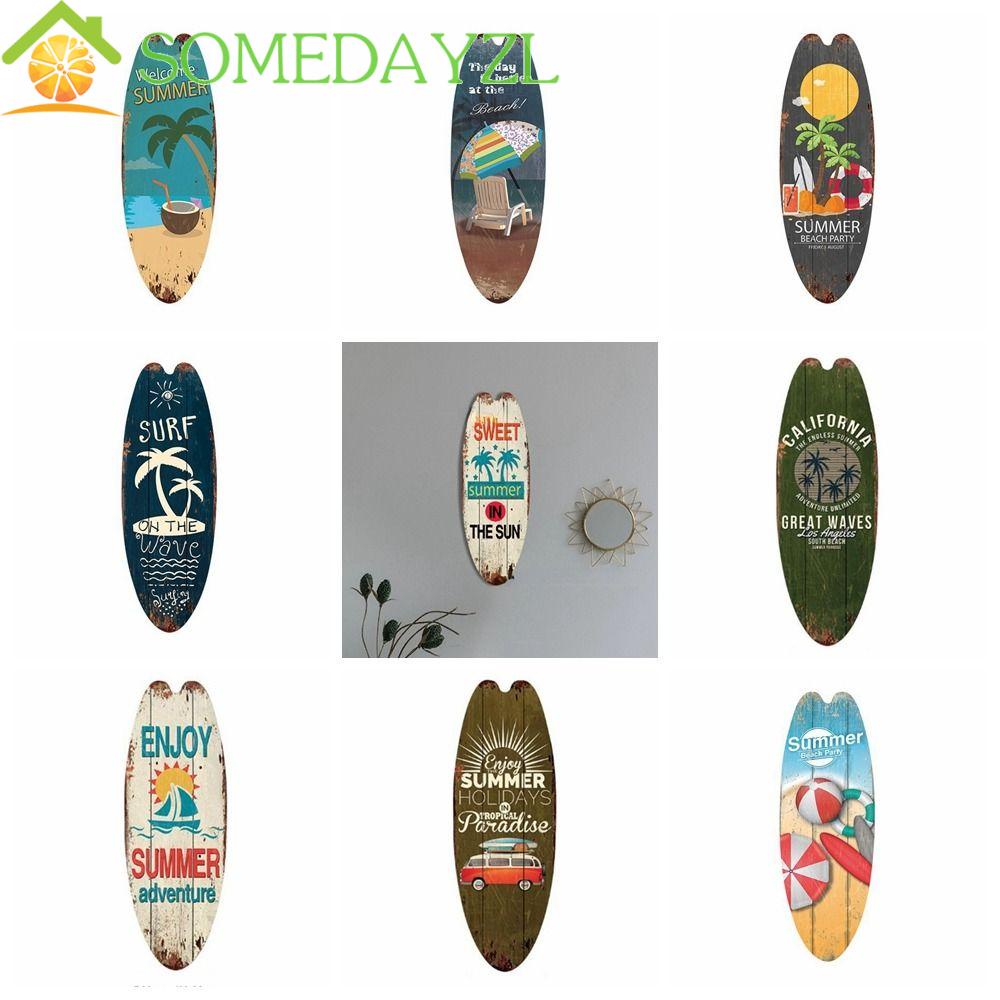 Somedayzl กระดานโต้คลื่น แบบไม้ พิมพ์ลาย สวยงาม สไตล์เรโทร ใช้ง่าย สําหรับติดผนัง เหมาะกับฤดูร้อน