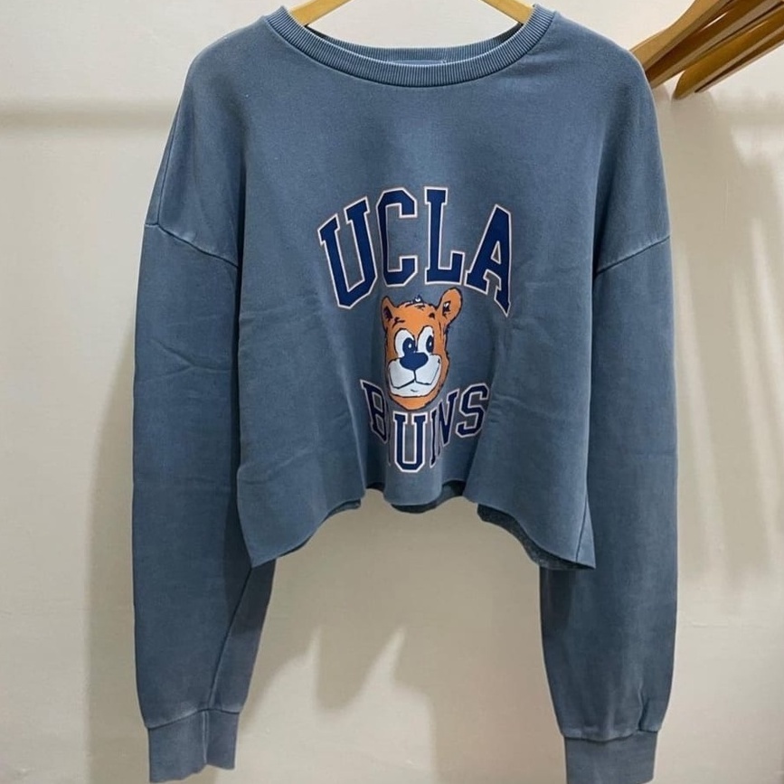 เสื้อกันหนาว แขนยาว ลาย UCLA BRUINS SWEATER CREWNECK SEMI-Jacket FLEECE แฟชั่นสําหรับเด็กผู้หญิง
