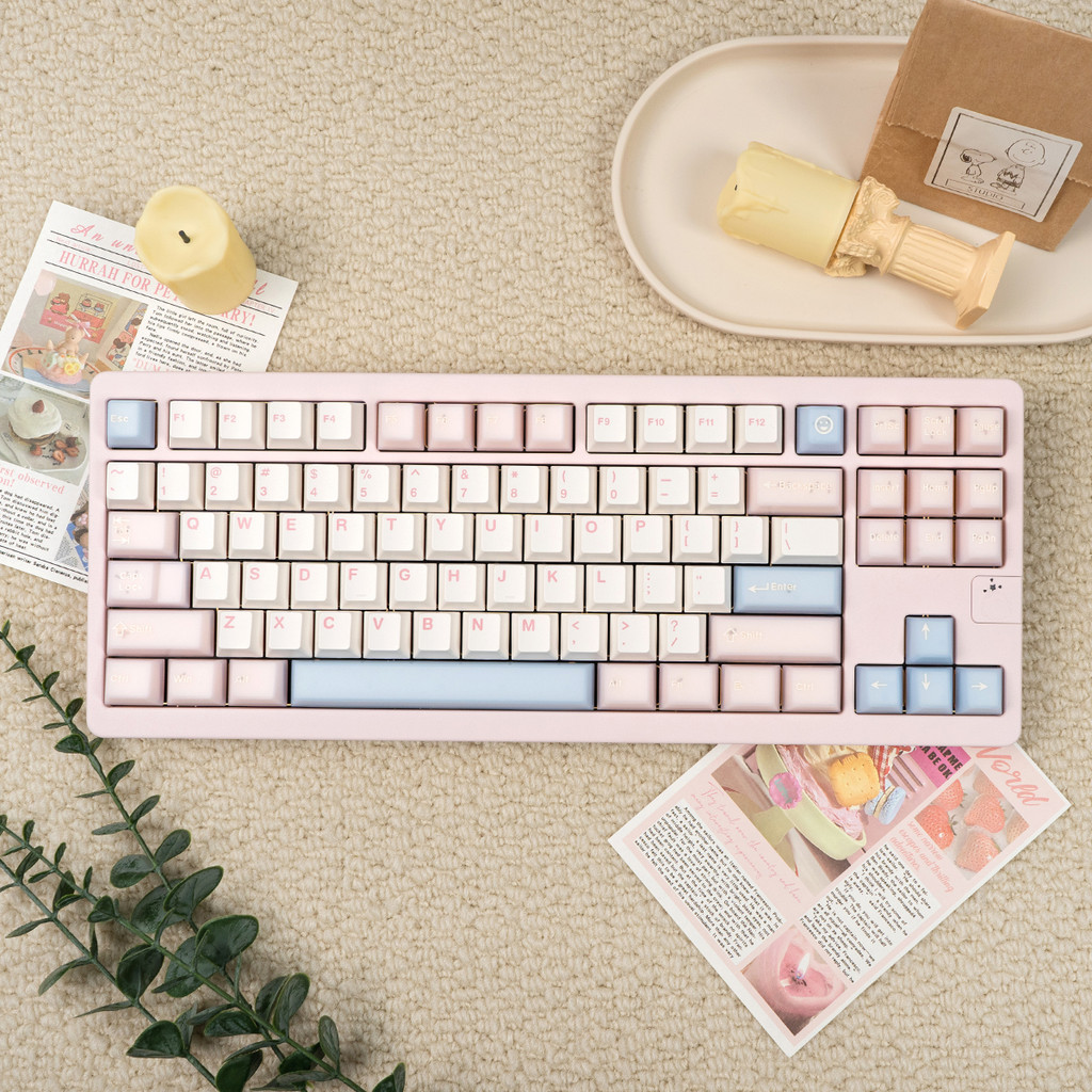 Yongqiu Translucnet keycaps สีฟ้าสีชมพู Double Shot ABS + PBT Cherry Profile สําหรับคีย์บอร์ดแบบกลไก
