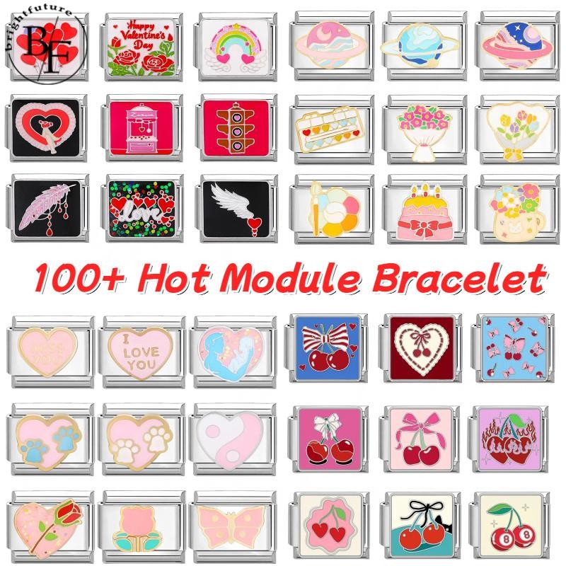 ช่อดอกไม้วันวาเลนไทน์ อิตาเลี่ยน Charm สร้อยข้อมือ Fit 9 มม.สร้อยข้อมือสแตนเลส DIY เครื่องประดับทําอุปกรณ์เสริม Retro บุคลิกภาพโมดูลสร้อยข้อมืออุปกรณ์เสริม