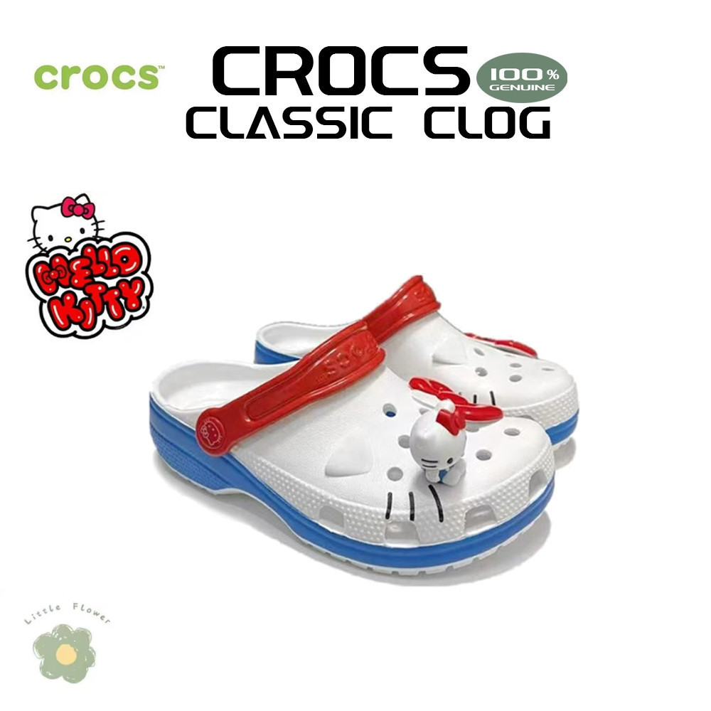รับประกันของแท้ 100% ~pre-order รอสินค้า Hello Kitty x Crocs Classic clog 209438-100 รองเท้าแตะรองเท้าแตะ