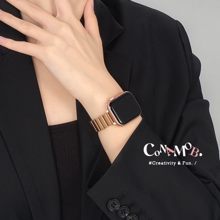 NewVintage สายสแตนเลสโลหะสําหรับ iWatch Series 11 10 9 8 7 6 SE 5 4 3 2 1 ธุรกิจแฟชั่นสายโลหะบางสําหรับ iWatch Band 46 มม.41 มม.45 มม.42 มม.44 มม.40 มม.38 มม.