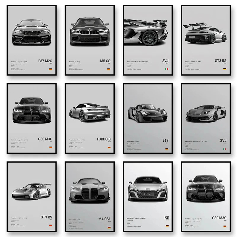 แบรนด์ที่มีชื่อเสียงรถยนต์ SVJ GT3RS G80M3C ผ้าใบ Wall Art พิมพ์โปสเตอร์ 918 M5CS MSCSL ตกแต่งภาพจิต