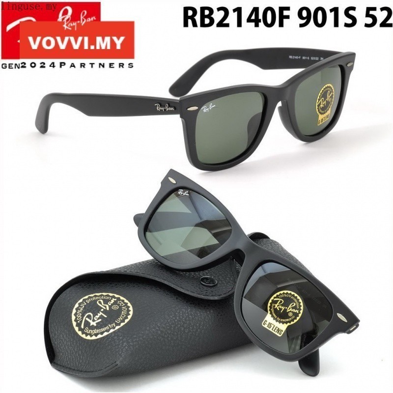Rayban Wayfarer RB2140F 901 (Asian Fit) แว่นกันแดด aq11 Fashion Black Poland