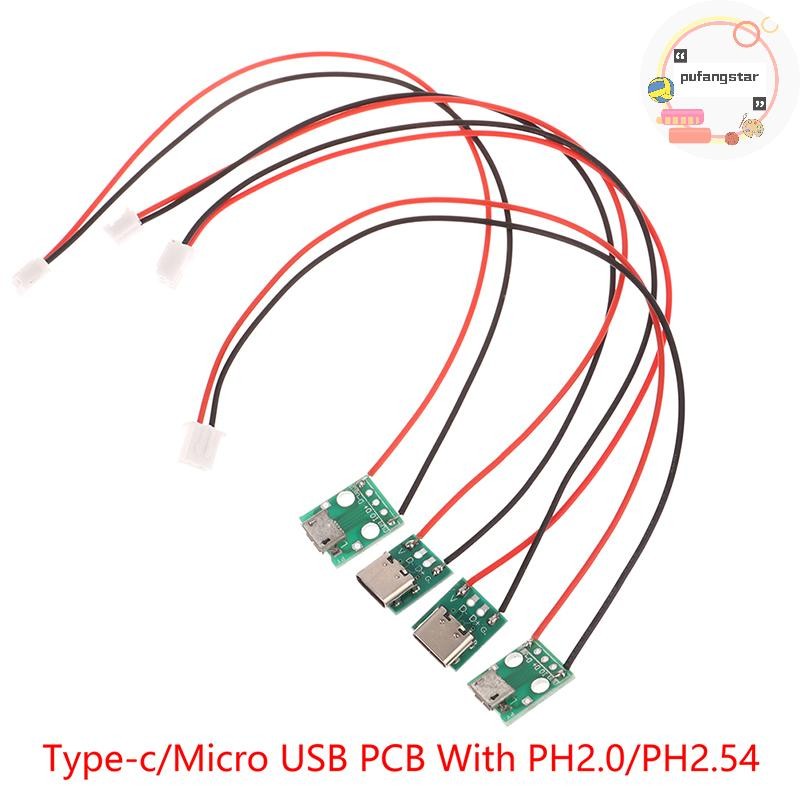 Pufangstar Type-c PCB พร้อมอะแดปเตอร์แปลง Cabel Micro USB ถึง DIP หญิงเชื่อมต่อ Breakout Board สายชาร์จบัดกรีบอร์ดซ็อกเก็ต TH