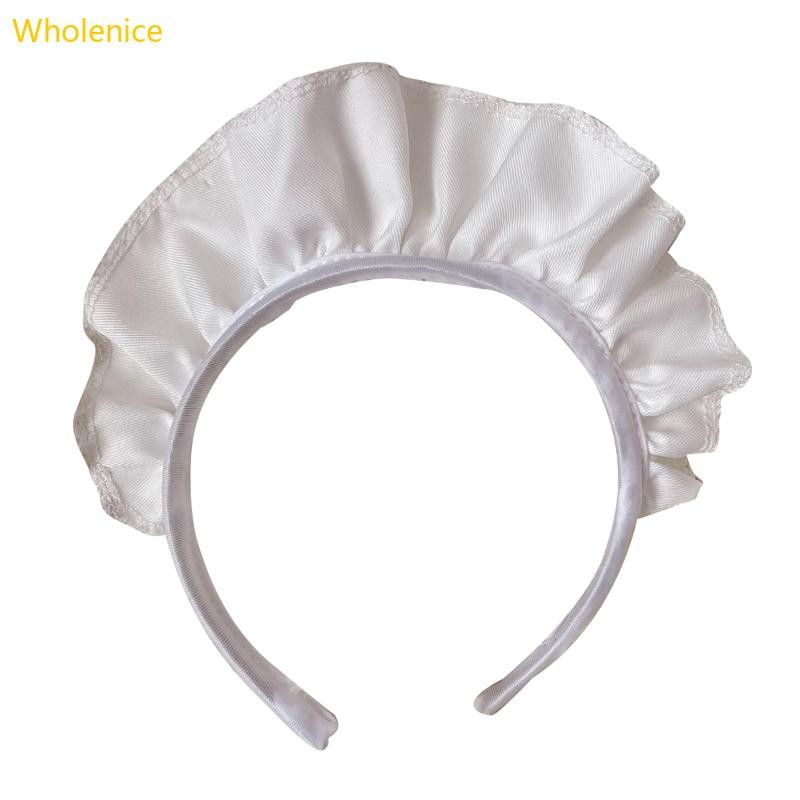 Wide Ruffle Headbands for Women Roleplay White Maid Headwear Gothic Accessories