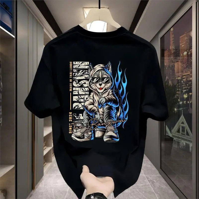 เสื้อ  เสื้อผู้ชายเท่ๆ คอกลม-แขนสั้น สกรีนลายสตรีทเท่ๆ เสื้อยืดเทสดี แฟชั่นผู้ชายฮิตๆ ฮิปฮอปเมกา โอเวอร์ไซส์คนอ้วน