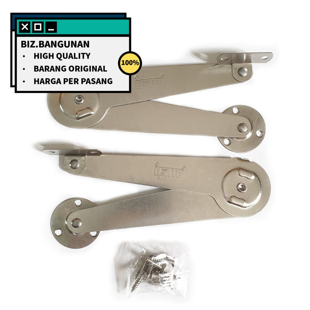 IGM 9" STAINLESS SALON HINGE - FOLDING WINDOW HINGE