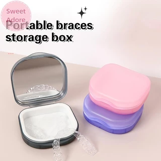Sweetadore กล่องเก็บฟันปลอมผู้สูงอายุแบบพกพากล่องฟันปลอมที่มองไม่เห็นวงเล็บจัดฟัน Retainer กรณีฝาครอบกันฝุ่นคอนเทนเนอร์ TH