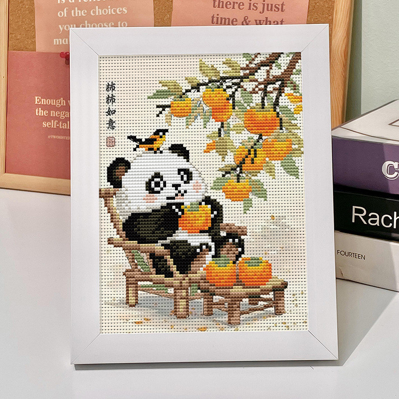 Diy การ์ตูน Panda Cross Stitch วัสดุแพคเกจ Simple Hand-Made Cross Stitch เด็ก diy วัสดุแพคเกจชุดขนาด