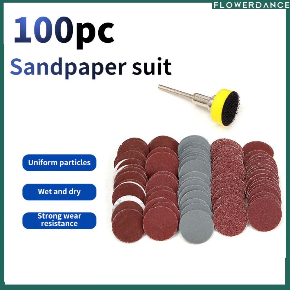 แผ่นขัดกระดาษทราย 1 นิ้ว (25 มม.) จำนวน 100 ชิ้น ชุดแผ่นขัดกระดาษทรายสำหรับเครื่องมือโรตารี่ Dremel 
