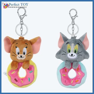 Pst พวงกุญแจ จี้ตุ๊กตาการ์ตูนอนิเมะ Tom And Jerry Doughnut 12 ซม. สําหรับห้อยกระเป๋าเป้สะพายหลัง