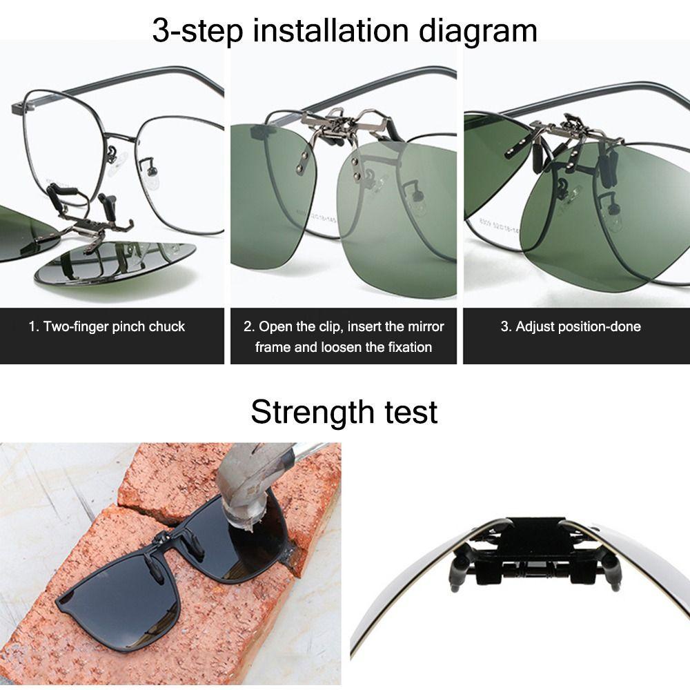 BACKSTAGEREETDV Flip-up Sun แว่นตาสําหรับแว่นตาตามใบสั่งแพทย์,คลิปโลหะ UV400 Clip-Onแว่นตากันแดดโพลาไรซ์,สไตล์ไม่มีขอบสะดวก Polygonal Shades สําหรับผู้หญิงและผู้ชาย - รูปที่ 4