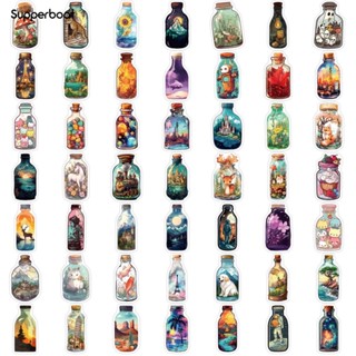 Supperboat สติกเกอร์ไวนิล ลายการ์ตูน World in Bottle น่ารัก กันน้ํา สําหรับติดตกแต่งสเก็ตบอร์ด แล็ปท็อป 50 ชิ้น