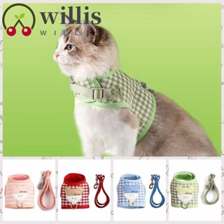 Willis สายรัดหน้าอก ผ้าตาข่าย ไนล่อน ลายสก๊อต หมี สีแดง สีชมพู สีฟ้า สีเขียว ระบายอากาศ สําหรับสัตว์เลี้ยง สุนัข แมว