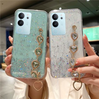 ใหม่ เคสโทรศัพท์มือถือใส แบบนิ่ม ลายกากเพชร มีสายคล้องคริสตัล สําหรับ VIVO V29 Y27 Y36 Y78 Y02 Y02A Y02T V27 V27e V25e V25 Pro 5G 4G