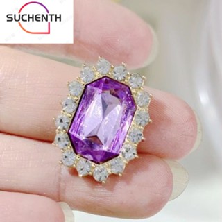 Suchenth ที่คาดผม ประดับคริสตัล พลอยเทียม ลายดอกไม้ สีม่วง หรูหรา 20*17 มม. 50 ชิ้น