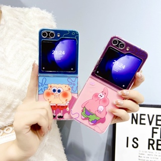 เคสโทรศัพท์มือถือแบบนิ่ม กันกระแทก ลายการ์ตูนสพันจ์บ็อบ บลูเรย์ สําหรับ Galaxy Z Flip5 Samsung Galaxy Z Flip 4 5G Z Flip 3