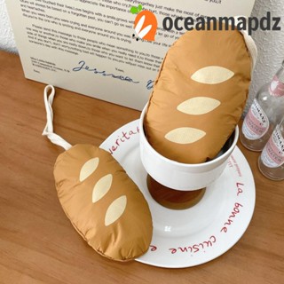 Oceanmapdz กระเป๋าช้อปปิ้ง ผ้าไนล่อน กันน้ํา แบบพกพา ใช้ซ้ําได้ ลายการ์ตูนขนมปังฝรั่งเศส