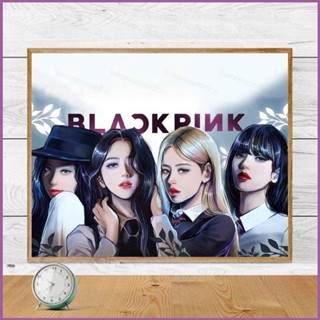 Sq2 BLACKPINK DIY LISA Jennie สีชมพูและหมึกผสมสีเติมและตกแต่ง LISA ภาพวาดสีน้ํามันแฮนด์เมด