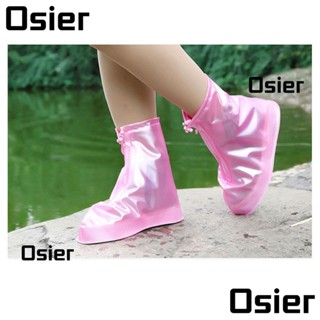 Osier1 ปลอกสวมหุ้มรองเท้า PVC กันลื่น สีชมพู สําหรับผู้หญิง 1 คู่