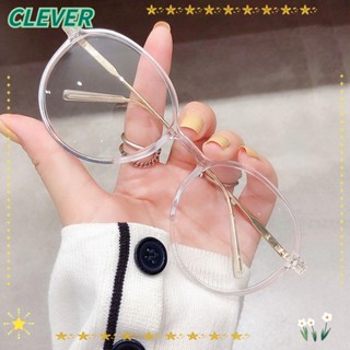 Clever แว่นตา เลนส์ใส ทรงกลม สไตล์วินเทจ สําหรับดูแลสายตา